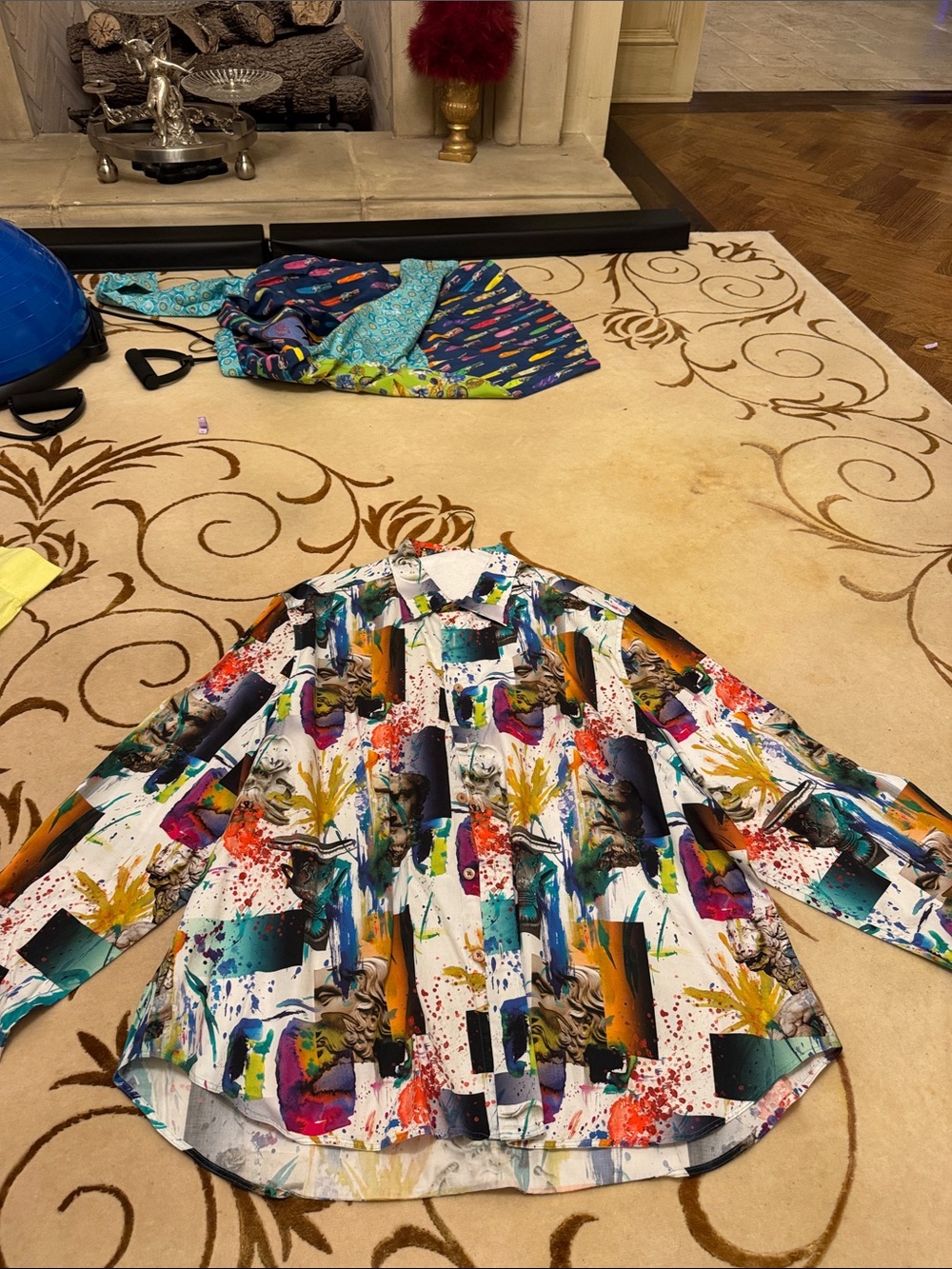 Robert Graham Multicolor Abstract Print Men's Dress Shirt - White Base